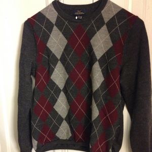 WOMENS GRAY ARGYLE SWEATER